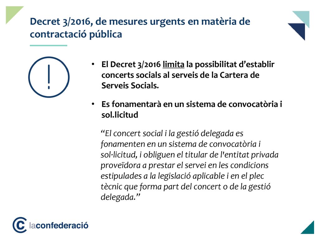 Ordre del dia Decret 3/2016, de mesures urgents en matèria de contractació pública.