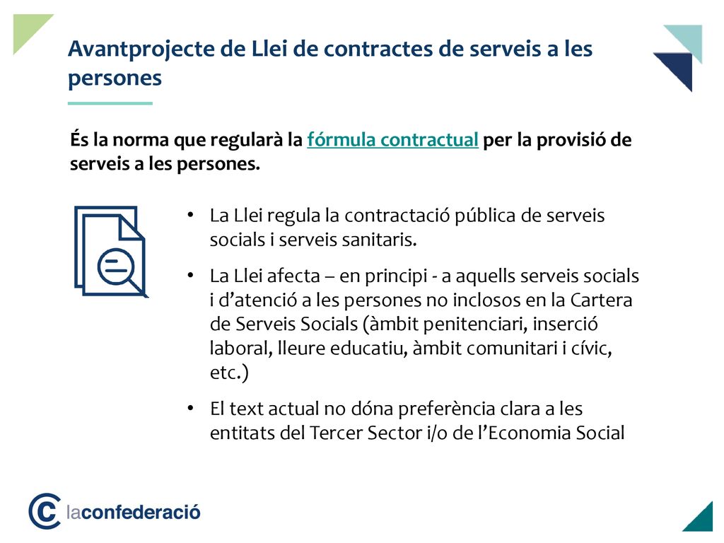 Ordre del dia Avantprojecte de Llei de contractes de serveis a les persones.