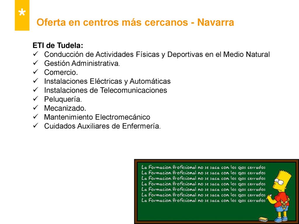 * Oferta en centros más cercanos - Navarra ETI de Tudela:
