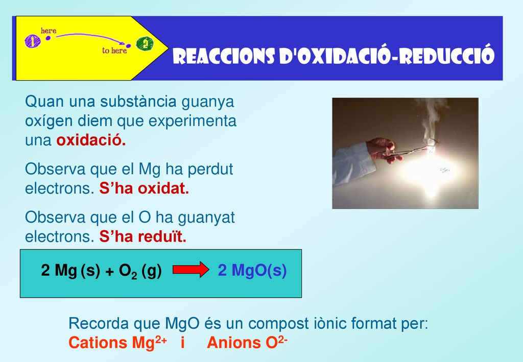 Quan una substància guanya oxígen diem que experimenta una oxidació.
