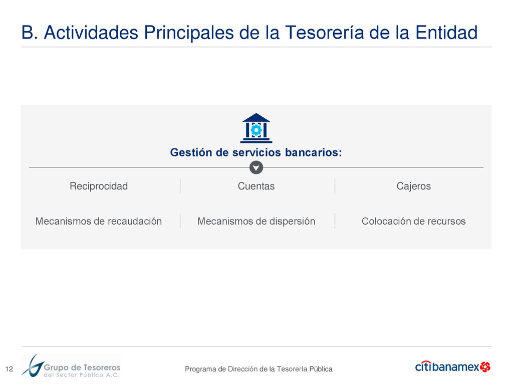 B. Actividades Principales de la Tesorería de la Entidad