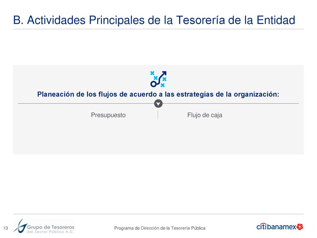 B. Actividades Principales de la Tesorería de la Entidad