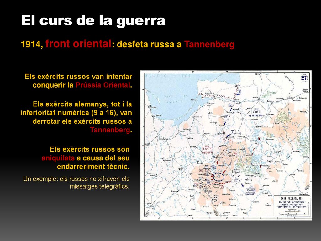 El curs de la guerra 1914, front oriental: desfeta russa a Tannenberg