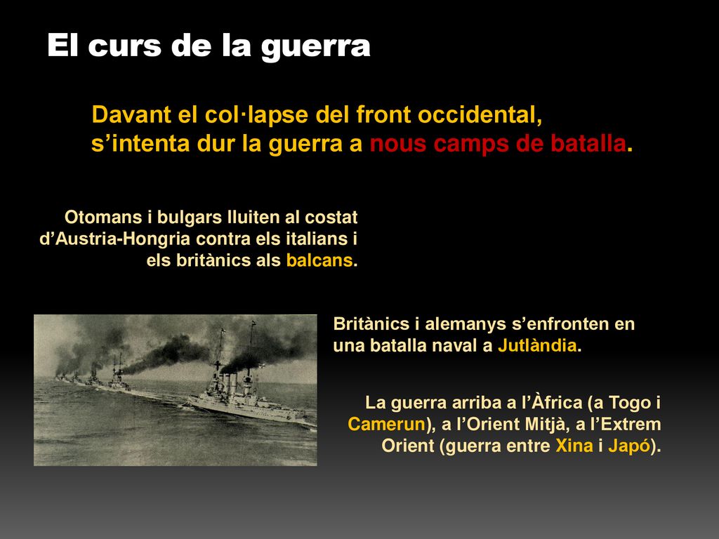 El curs de la guerra Davant el col·lapse del front occidental, s’intenta dur la guerra a nous camps de batalla.