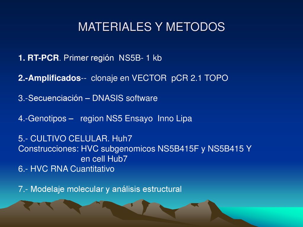 MATERIALES Y METODOS 1. RT-PCR. Primer región NS5B- 1 kb