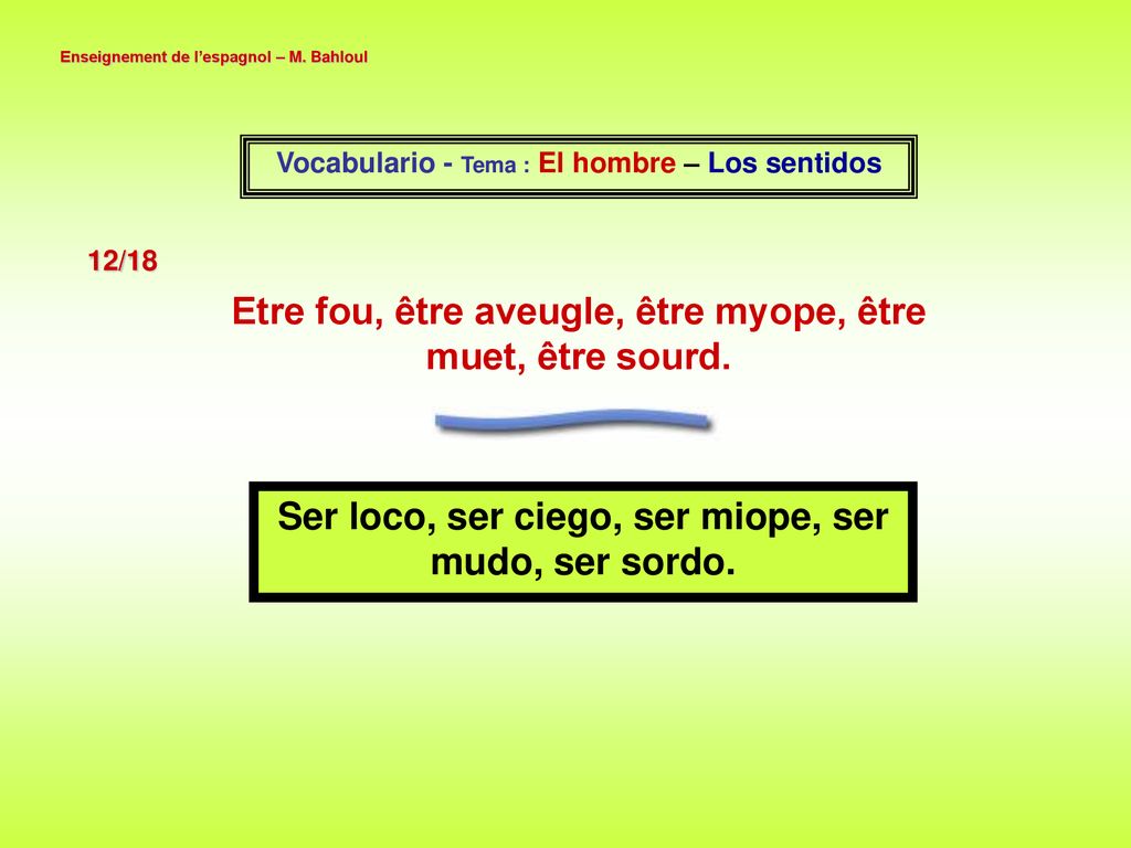 Etre fou, être aveugle, être myope, être muet, être sourd.