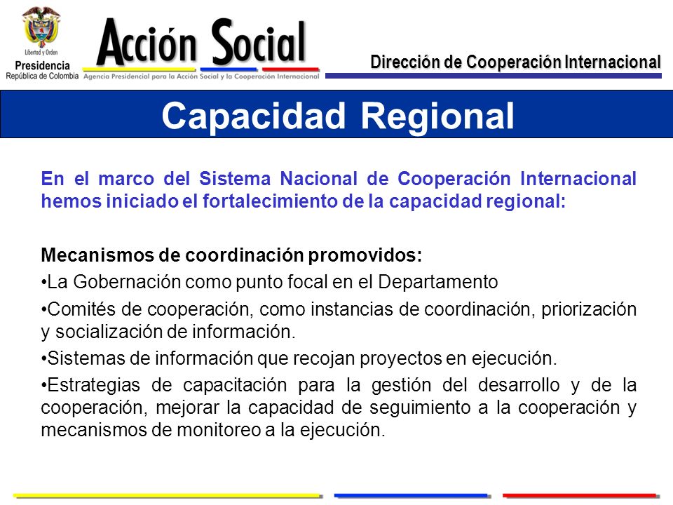Capacidad Regional Dirección de Cooperación Internacional