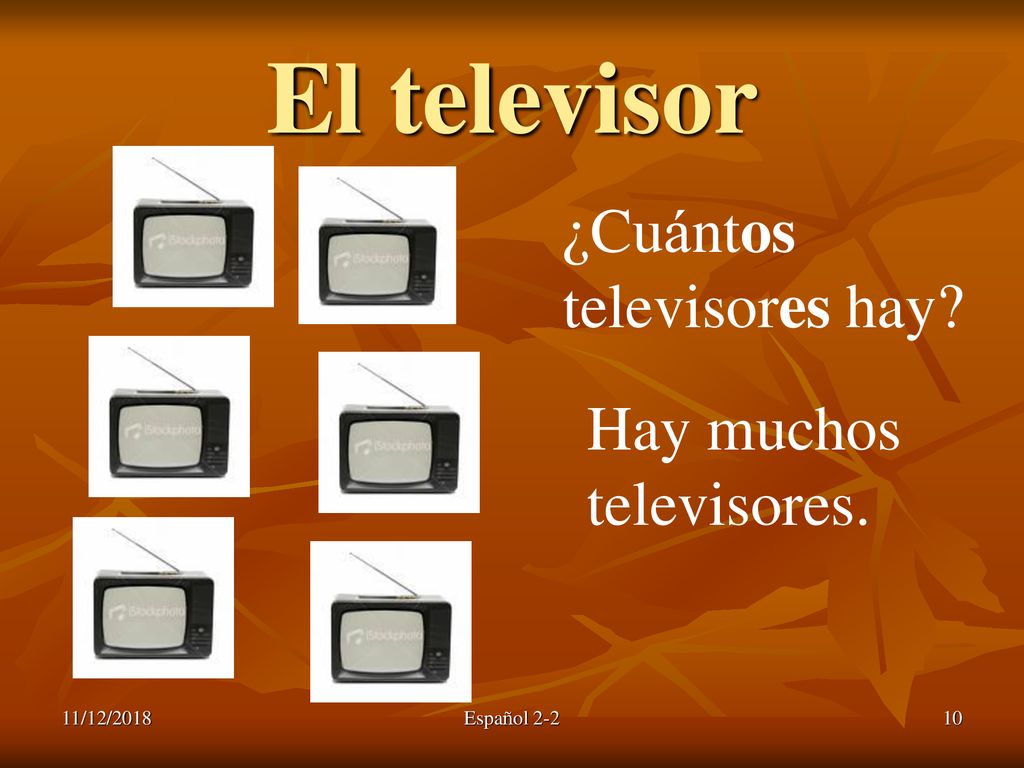 El televisor ¿Cuántos televisores hay Hay muchos televisores.
