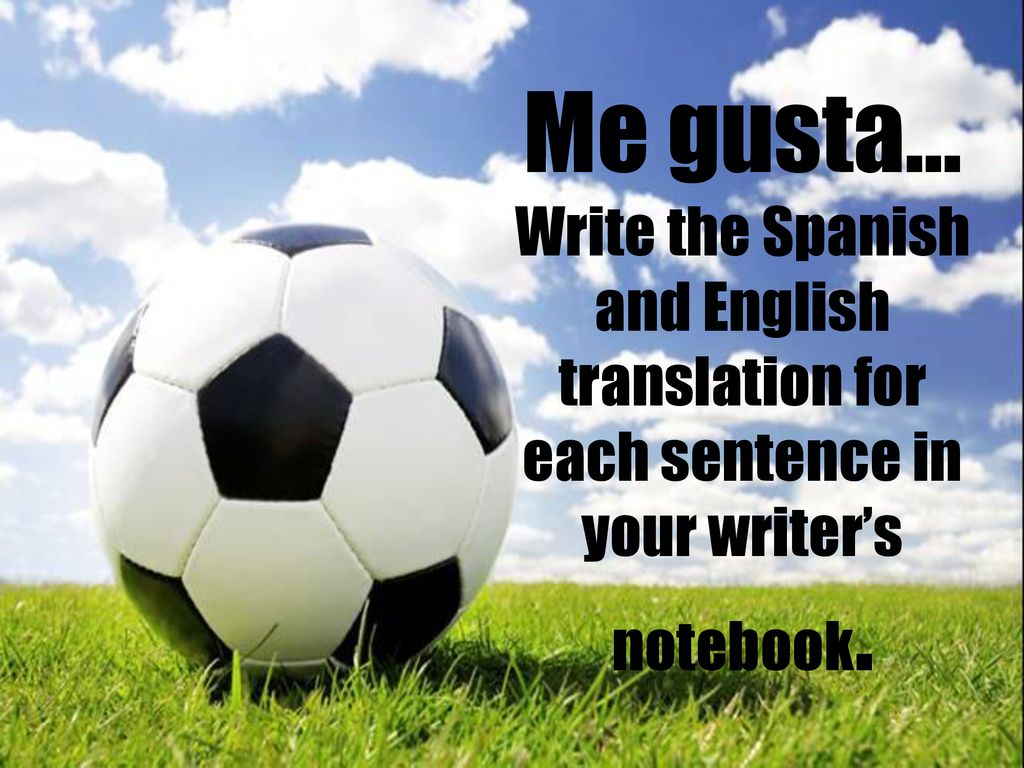 Me gusta… Write the Spanish and English translation for each sentence in your writer’s notebook.