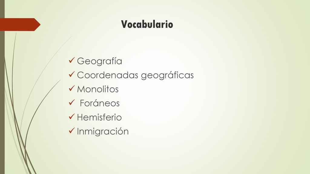 Vocabulario Geografía Coordenadas geográficas Monolitos Foráneos