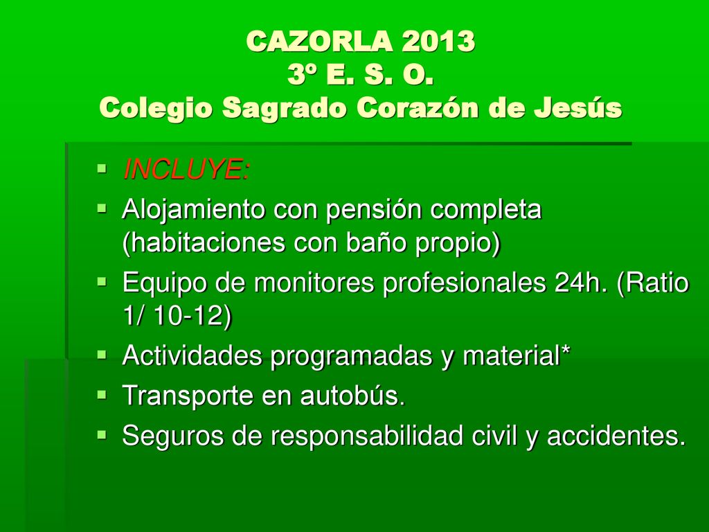 CAZORLA º E. S. O. Colegio Sagrado Corazón de Jesús