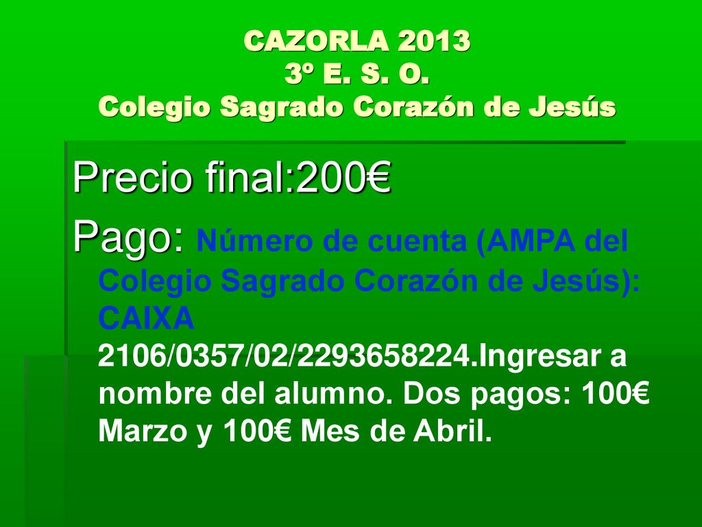 CAZORLA º E. S. O. Colegio Sagrado Corazón de Jesús