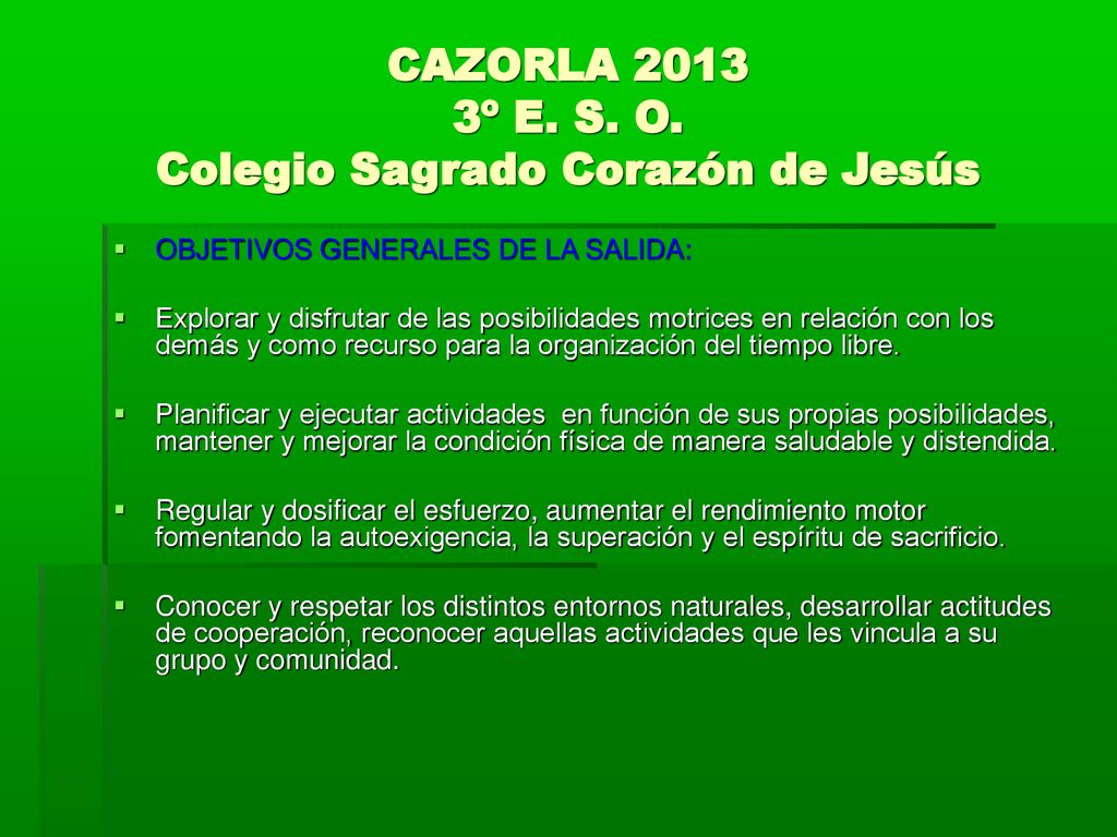CAZORLA º E. S. O. Colegio Sagrado Corazón de Jesús