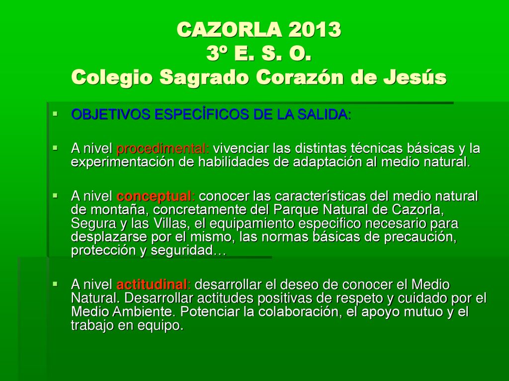 CAZORLA º E. S. O. Colegio Sagrado Corazón de Jesús