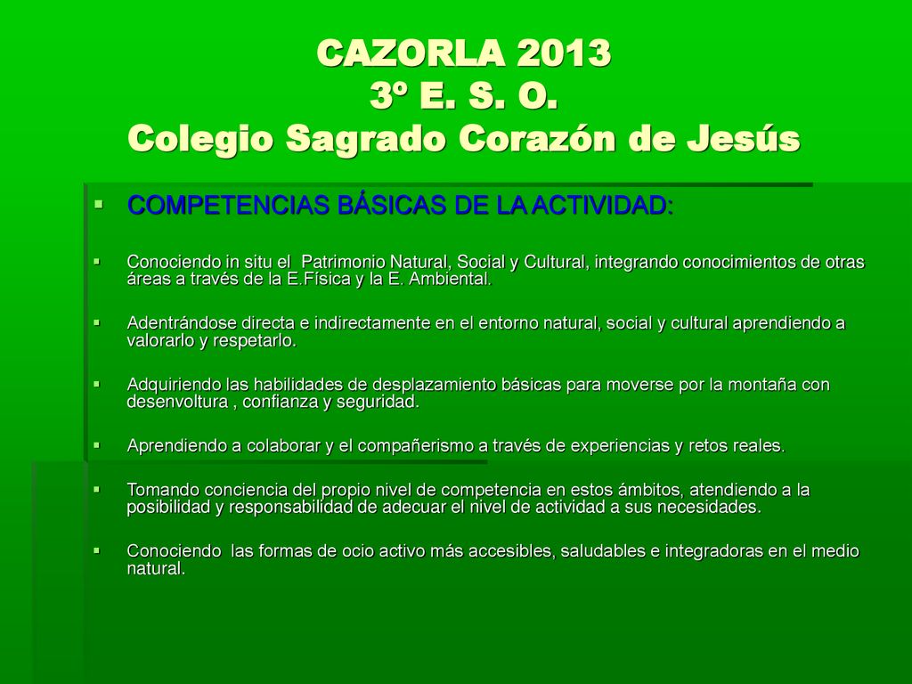CAZORLA º E. S. O. Colegio Sagrado Corazón de Jesús