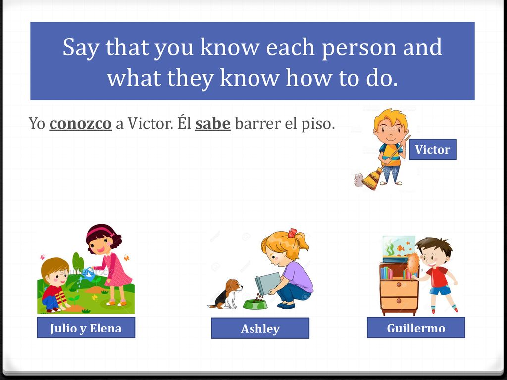 Say that you know each person and what they know how to do.