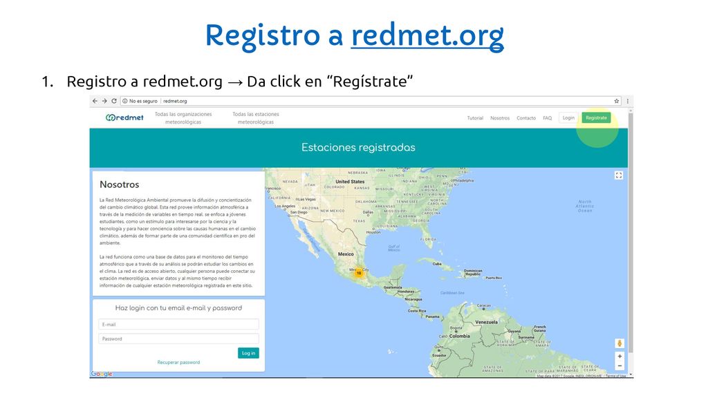Registro a redmet.org Registro a redmet.org → Da click en Regístrate