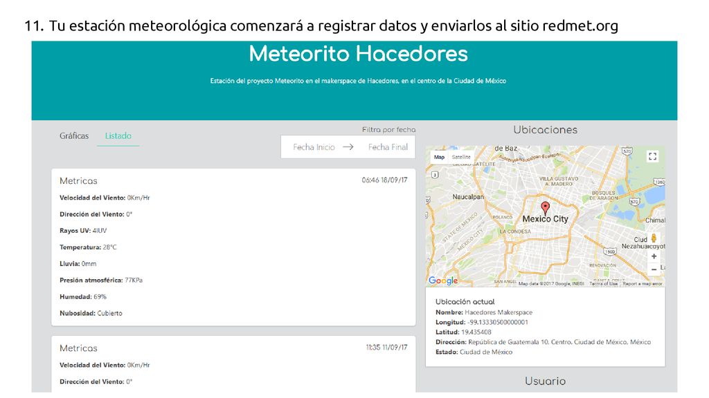 Tu estación meteorológica comenzará a registrar datos y enviarlos al sitio redmet.org