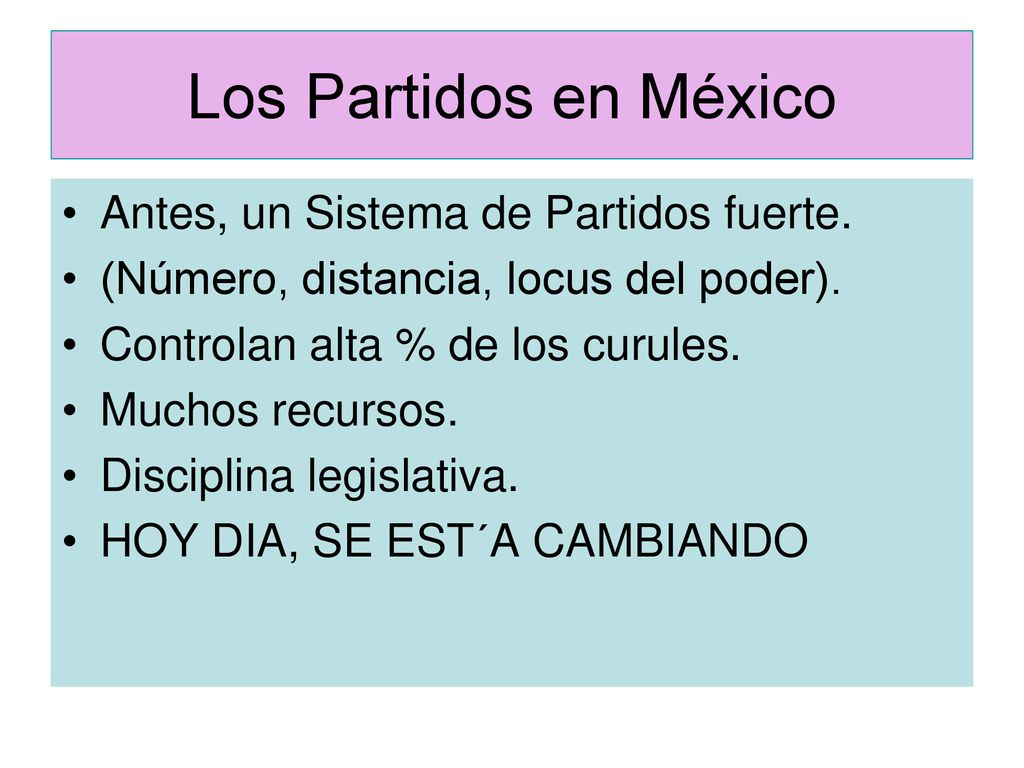 Los Partidos en México Antes, un Sistema de Partidos fuerte.