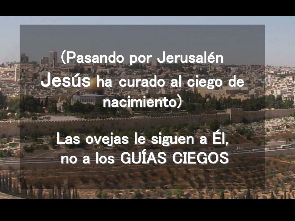 (Pasando por Jerusalén Jesús ha curado al ciego de nacimiento) Las ovejas le siguen a Él, no a los GUÍAS CIEGOS