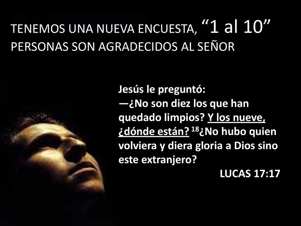 TENEMOS UNA NUEVA ENCUESTA, 1 al 10 PERSONAS SON AGRADECIDOS AL SEÑOR