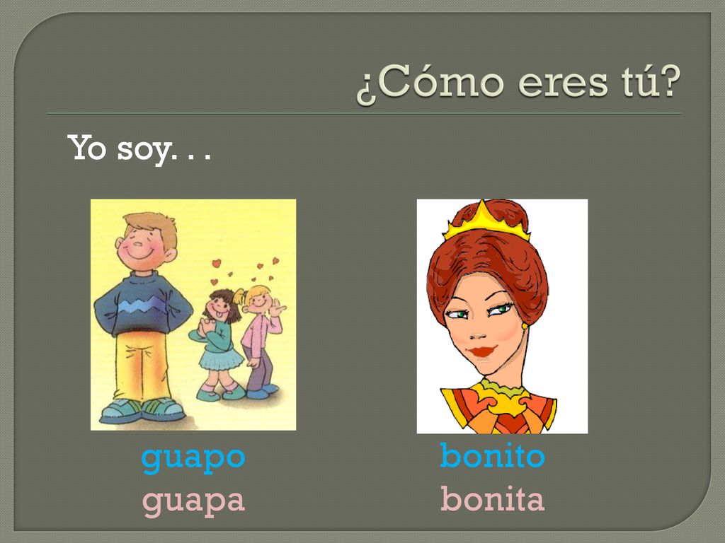 ¿Cómo eres tú Yo soy. . . guapo guapa bonito bonita