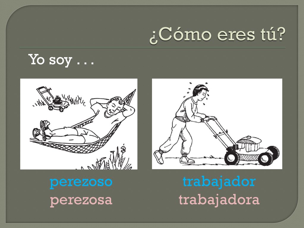 ¿Cómo eres tú Yo soy perezoso perezosa trabajador trabajadora