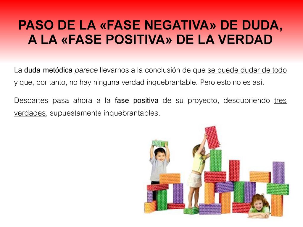 PASO DE LA «FASE NEGATIVA» DE DUDA, A LA «FASE POSITIVA» DE LA VERDAD