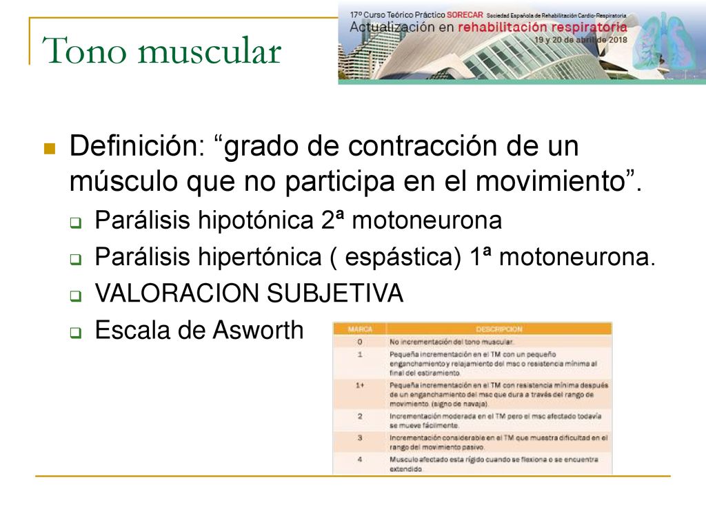 Tono muscular Definición: grado de contracción de un músculo que no participa en el movimiento . Parálisis hipotónica 2ª motoneurona.