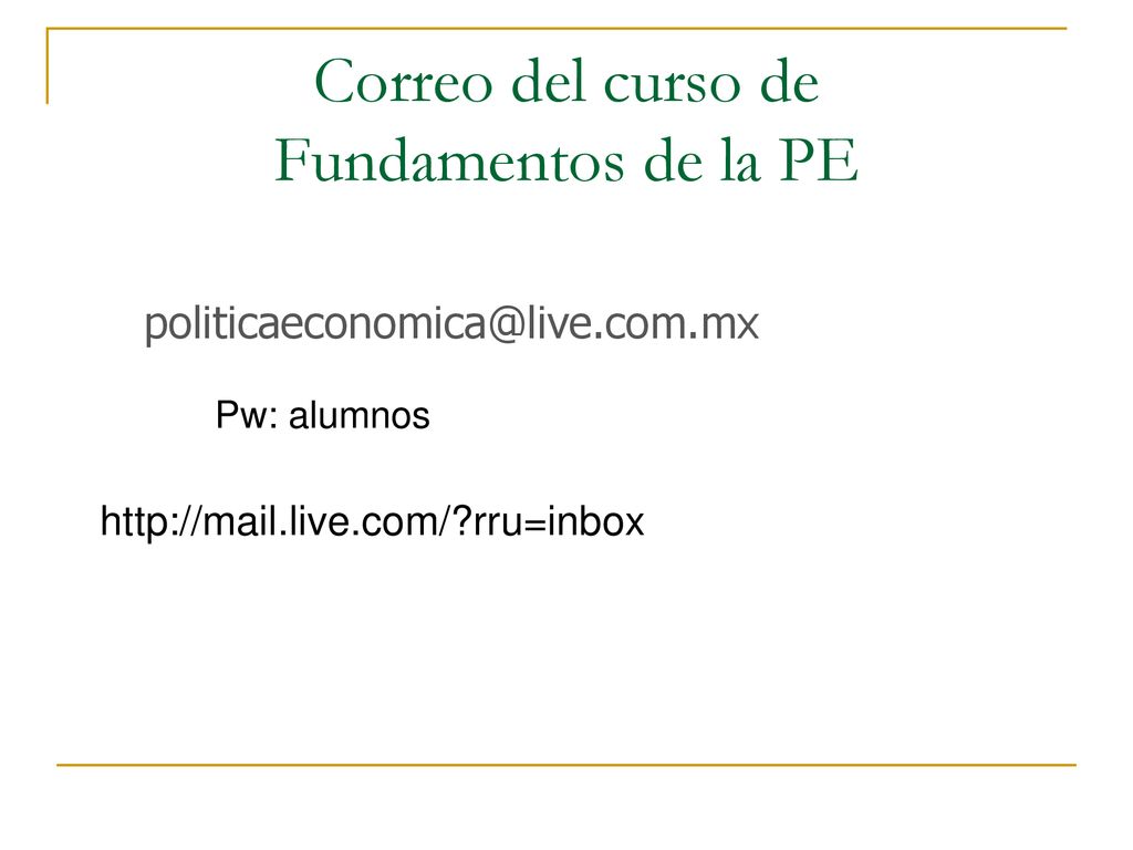 Correo del curso de Fundamentos de la PE