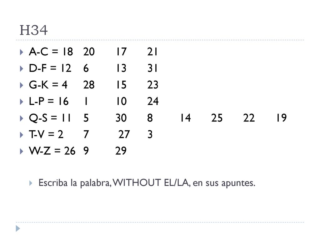 H34 A-C = D-F = G-K = L-P = Q-S =