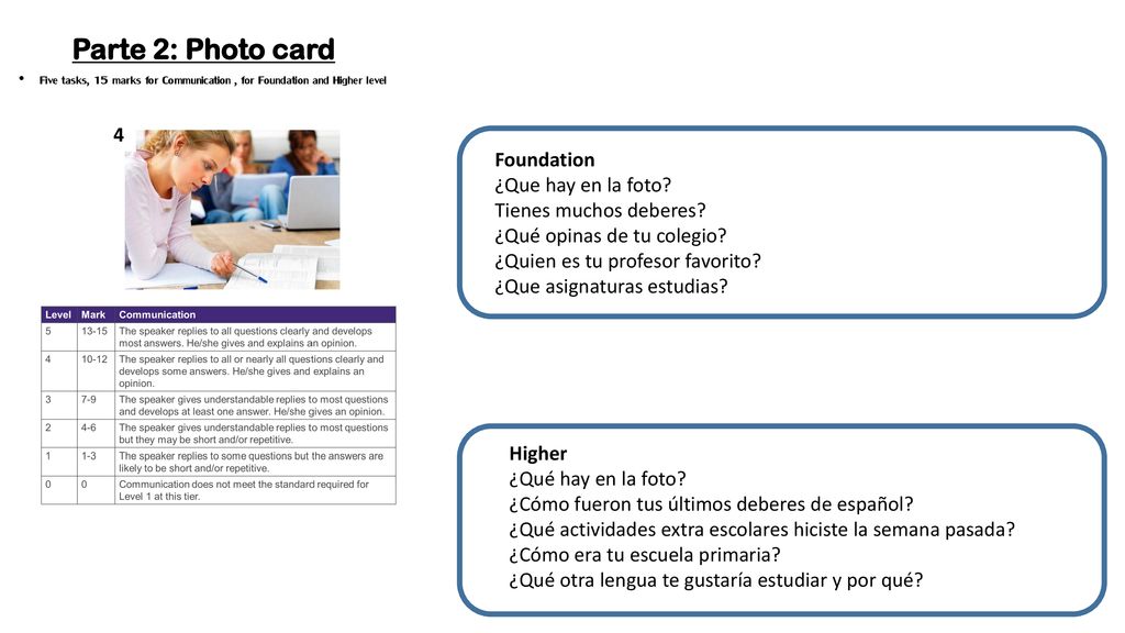 Parte 2: Photo card 4 Foundation ¿Que hay en la foto