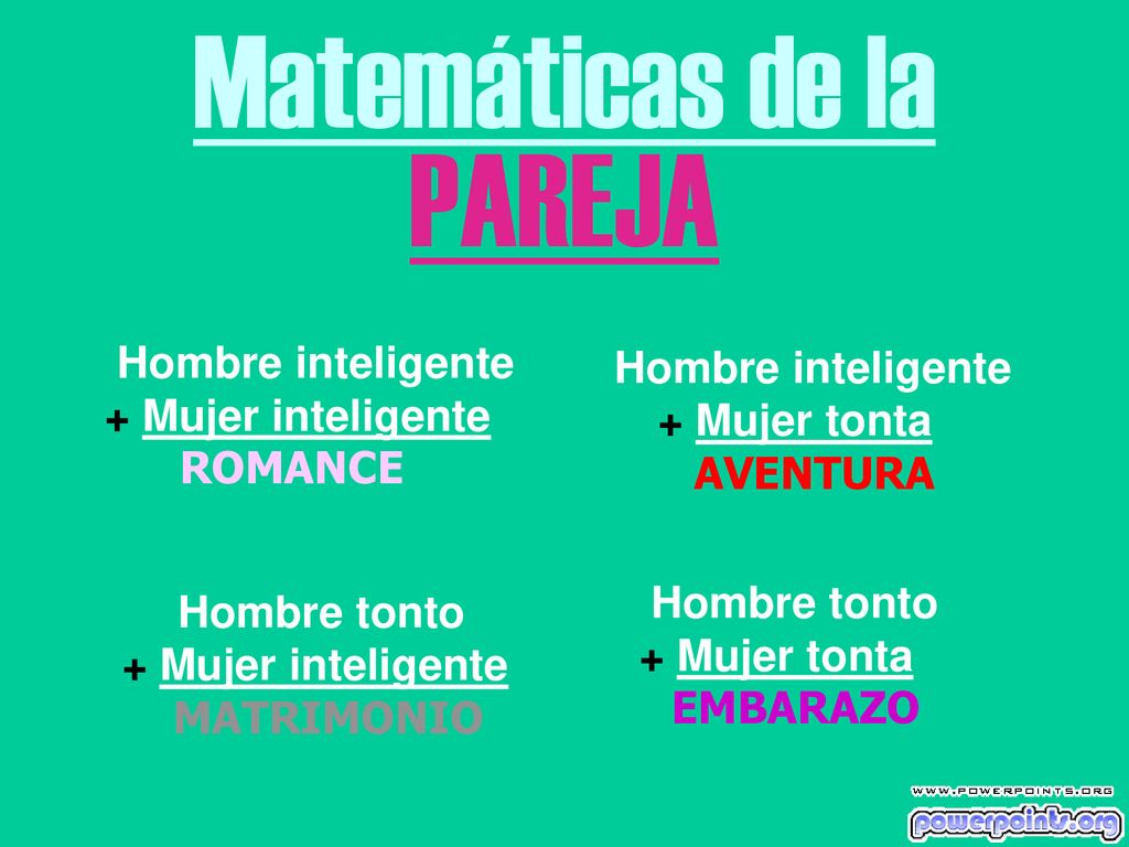 Matemáticas de la PAREJA Hombre inteligente + Mujer tonta AVENTURA