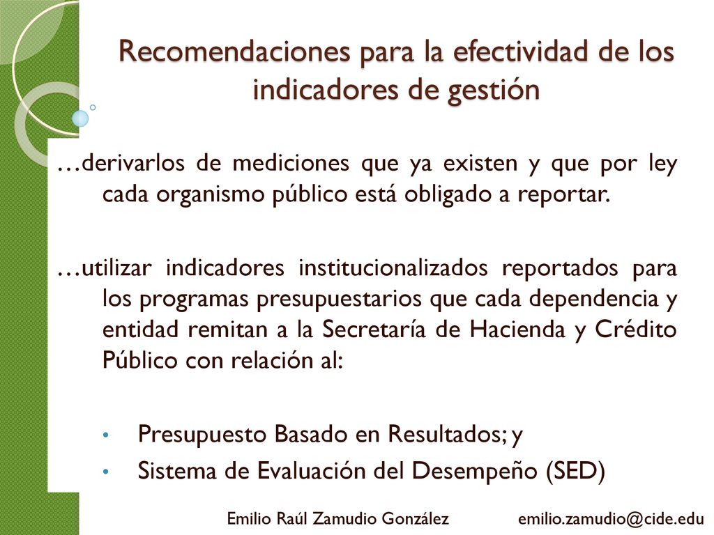 Recomendaciones para la efectividad de los indicadores de gestión