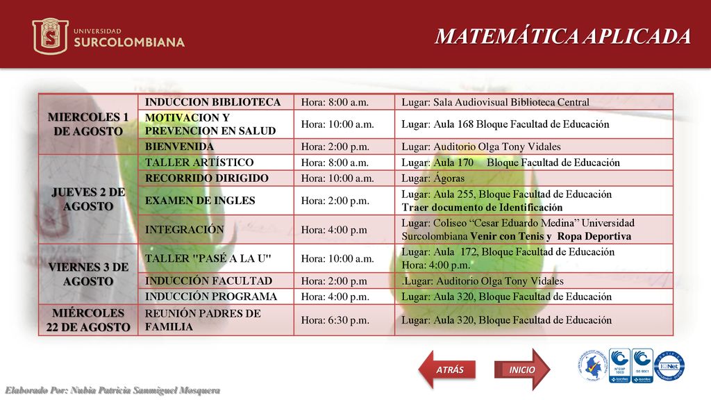 MATEMÁTICA APLICADA MIERCOLES 1 DE AGOSTO JUEVES 2 DE AGOSTO