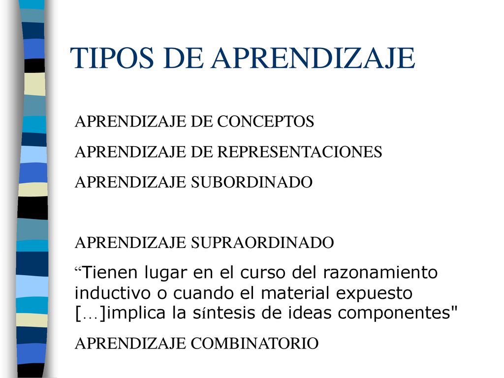 TIPOS DE APRENDIZAJE APRENDIZAJE DE CONCEPTOS