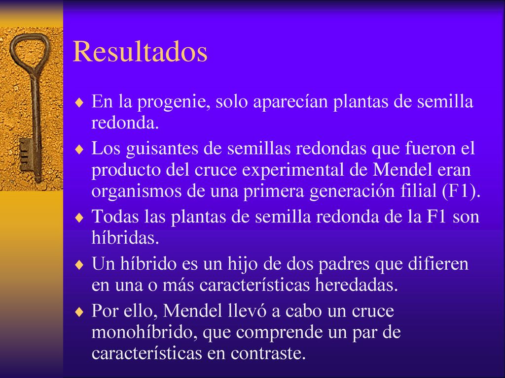 Resultados En la progenie, solo aparecían plantas de semilla redonda.