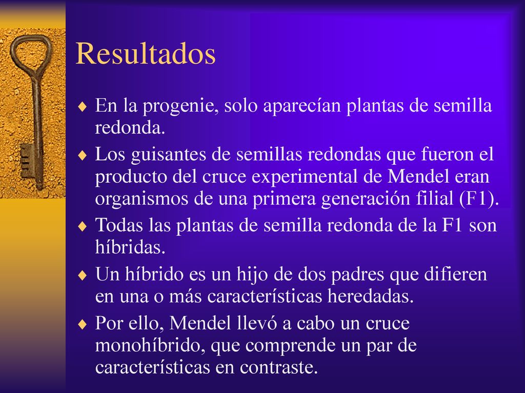 Resultados En la progenie, solo aparecían plantas de semilla redonda.
