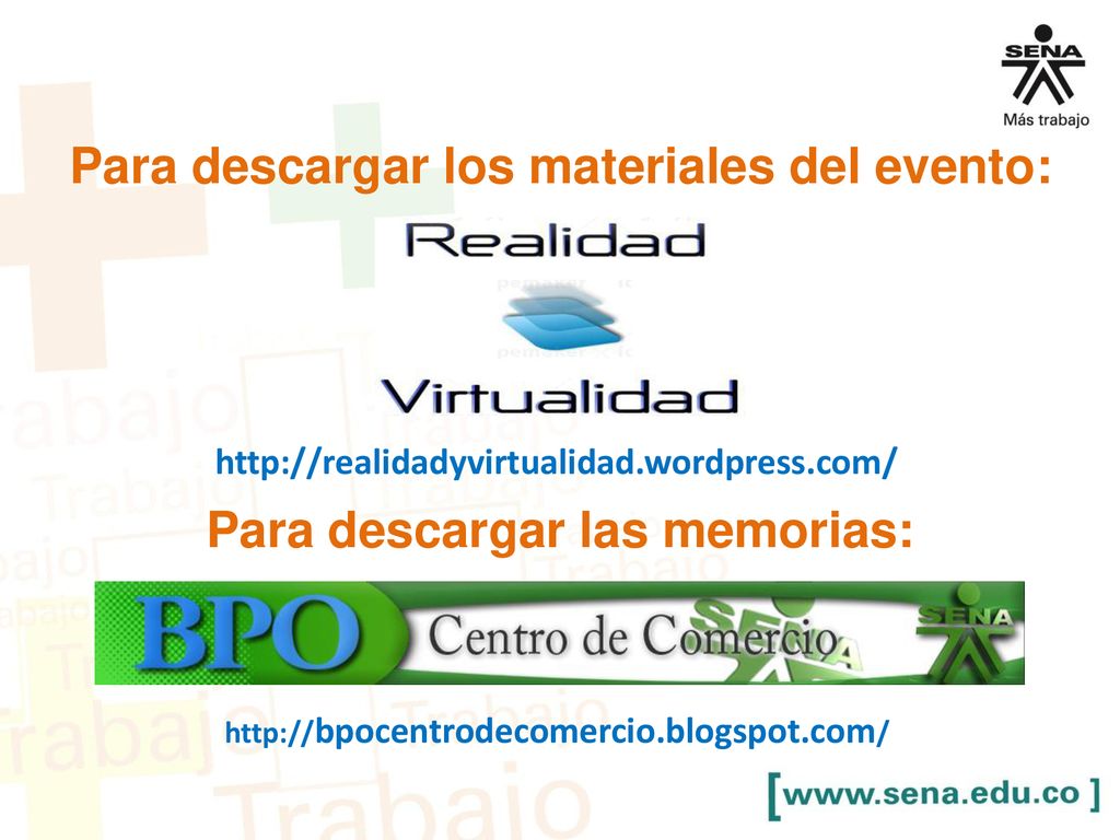 Para descargar los materiales del evento: Para descargar las memorias: