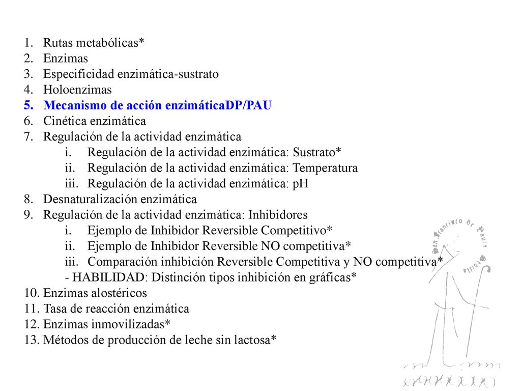 Rutas metabólicas* Enzimas. Especificidad enzimática-sustrato. Holoenzimas. Mecanismo de acción enzimáticaDP/PAU.