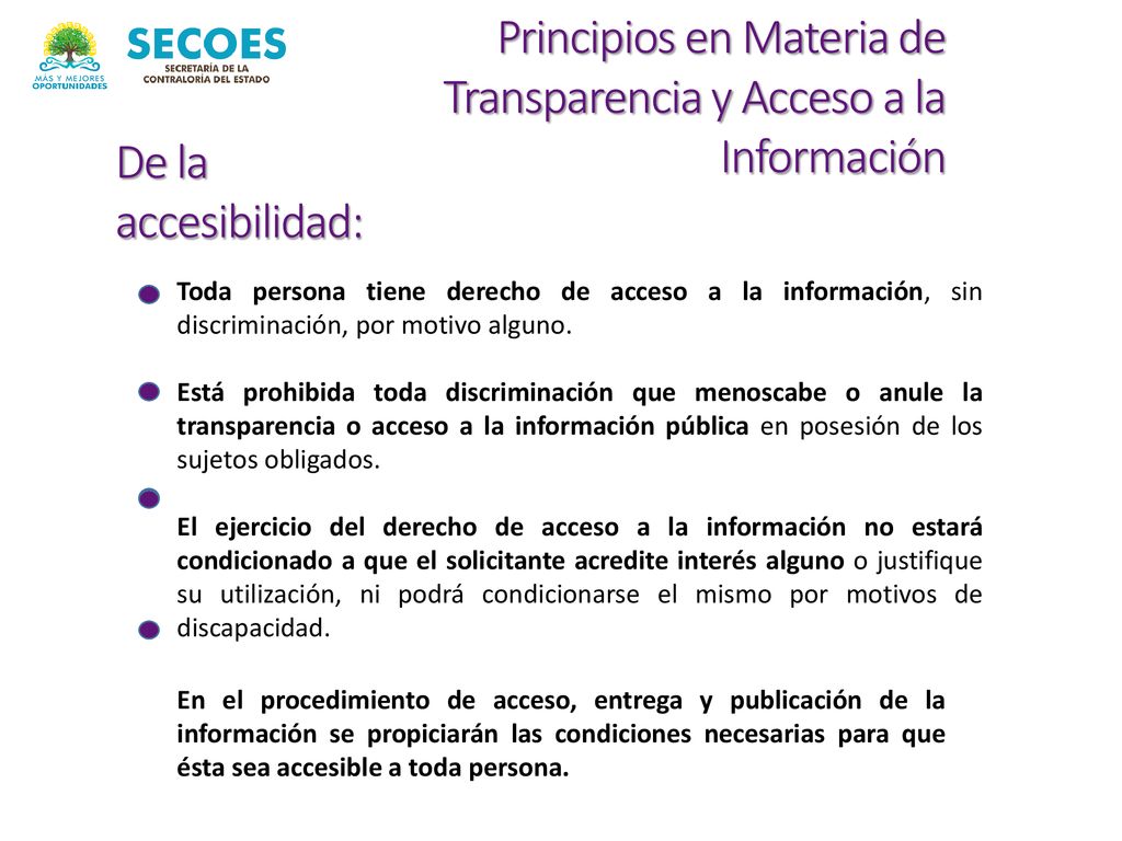 Principios en Materia de Transparencia y Acceso a la Información