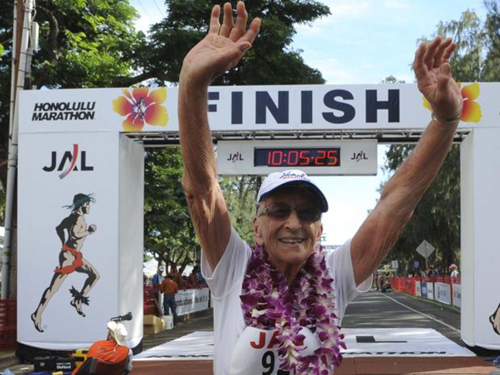 Gladys Burrill wasn t thinking about breaking a world record when she power-walked and jogged through the Honolulu Marathon at age 92.