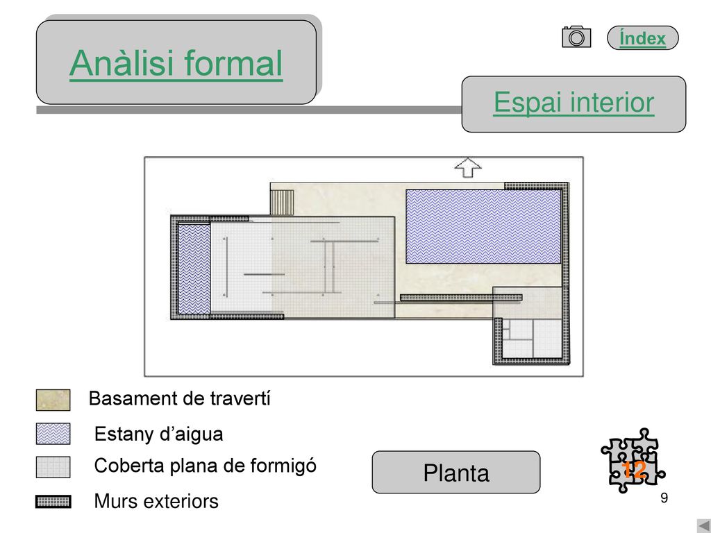 Anàlisi formal Espai interior Planta 12 Basament de travertí