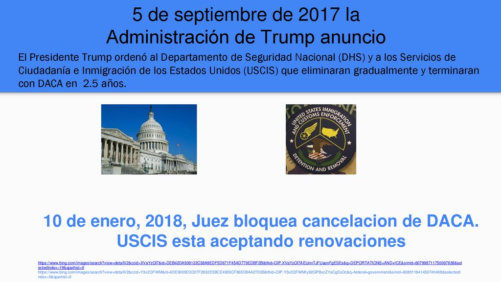 5 de septiembre de 2017 la Administración de Trump anuncio