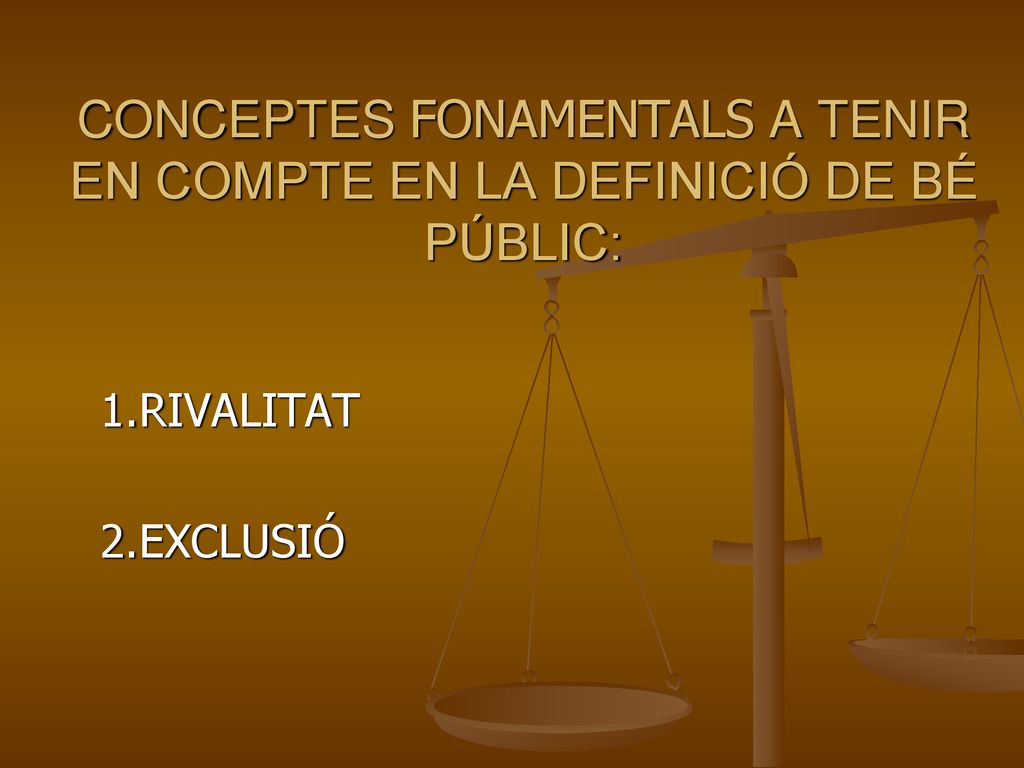 CONCEPTES FONAMENTALS A TENIR EN COMPTE EN LA DEFINICIÓ DE BÉ PÚBLIC: