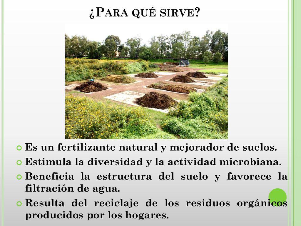 ¿Para qué sirve Es un fertilizante natural y mejorador de suelos.