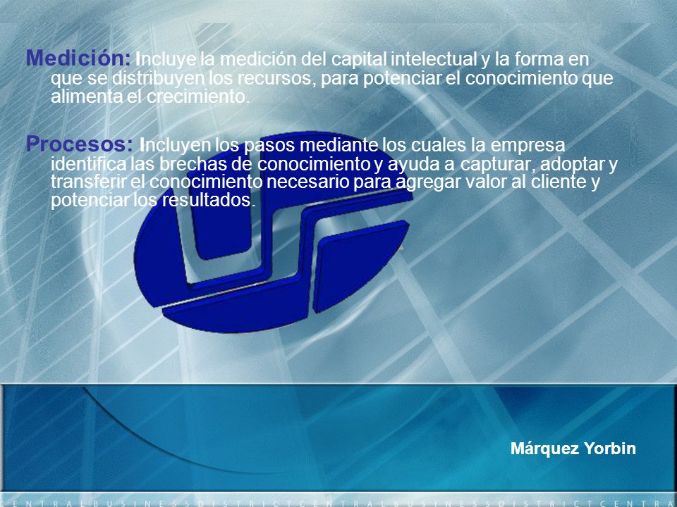 Medición: Incluye la medición del capital intelectual y la forma en que se distribuyen los recursos, para potenciar el conocimiento que alimenta el crecimiento.