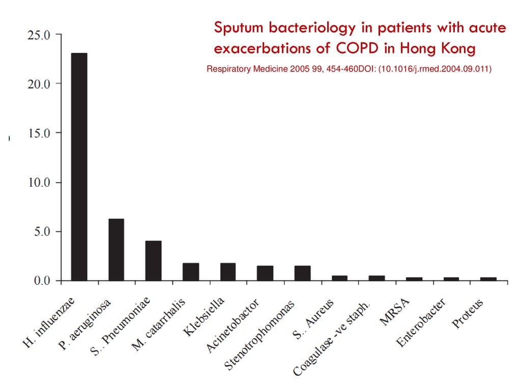 Figure 1 Sputum bacteriology in patients with acute exacerbations of COPD in Hong Kong.
