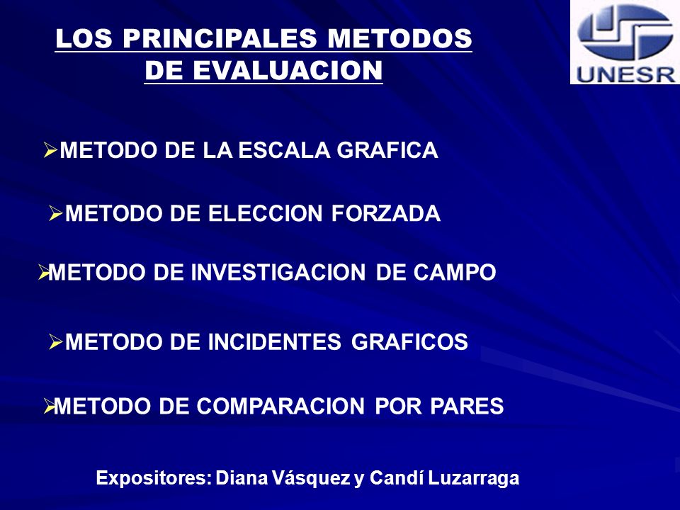LOS PRINCIPALES METODOS Expositores: Diana Vásquez y Candí Luzarraga