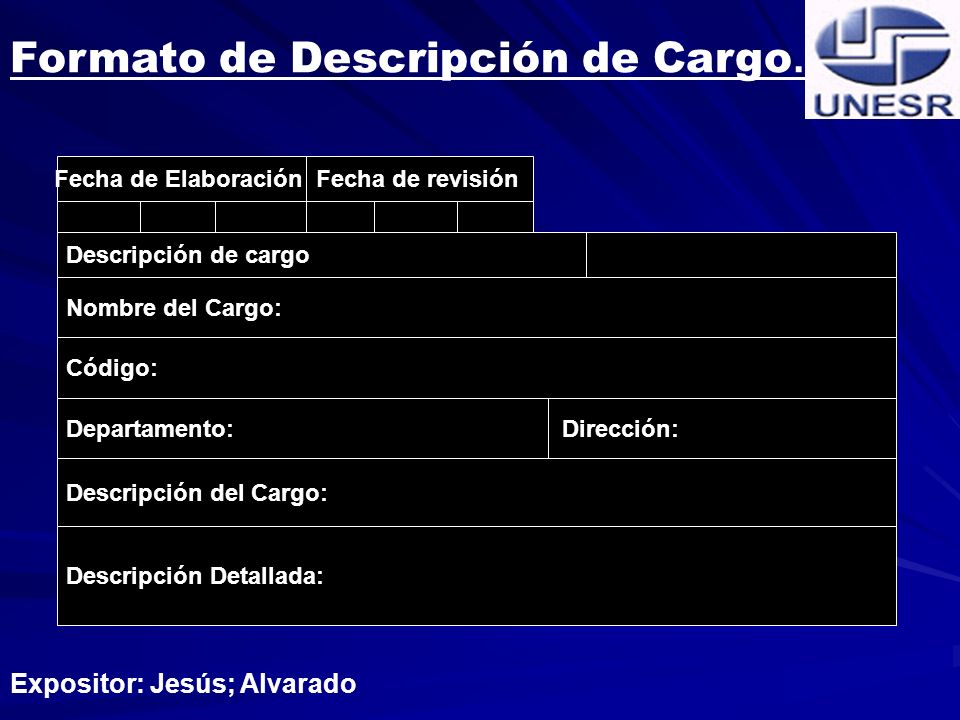 Formato de Descripción de Cargo.